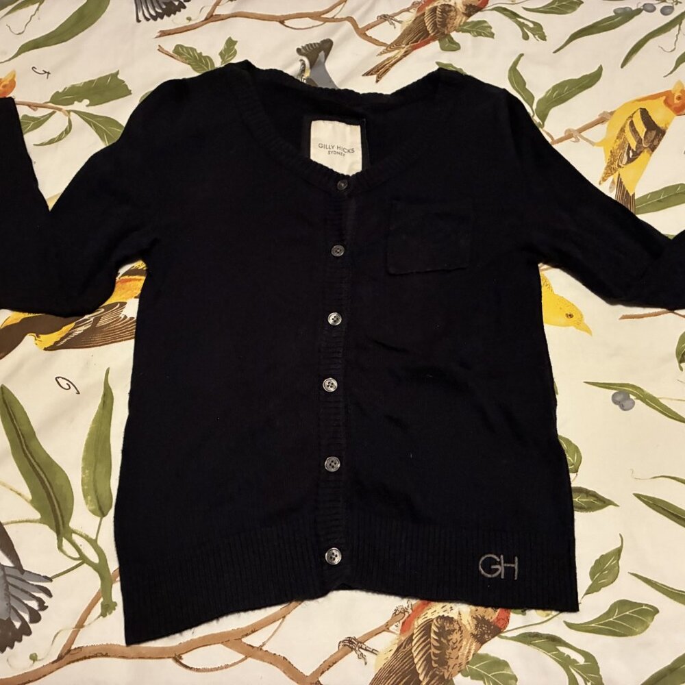 Gilly Hicks navy blue summer sweater cardigan size XS - preloved - Picture 4 of 7